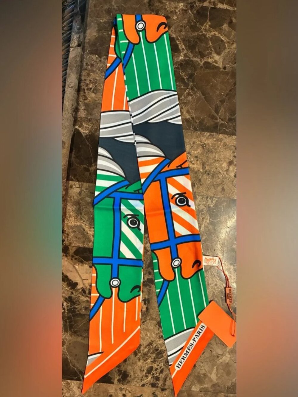 Twilly Quadrige Bayadere Scarf Multicolor, 100% Silk NWT